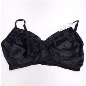 Vintage Stuarts Marianne Petrie Black Satin Full Coverage Bra 44D NWT 530X